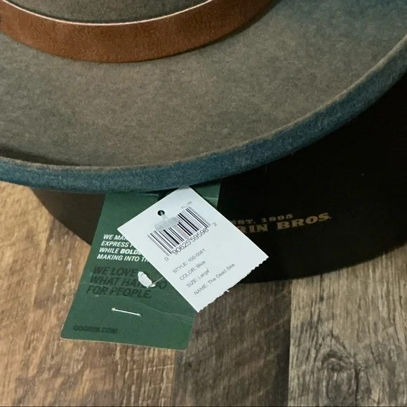 Goorin Bros The Dead Sea Fedora Hat Blue Tan NWT Size Large USA Made